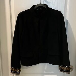Zara Black Jacket with Gold Embellished Cuffs